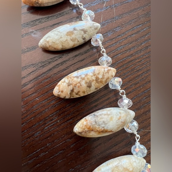 Handmade jasper & crystal statement necklace - Picture 2 of 7